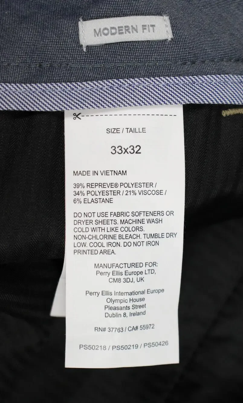 Perry Ellis Portfolio Resolution Pants Mens 33x32 Tan Modern Fit Stretch